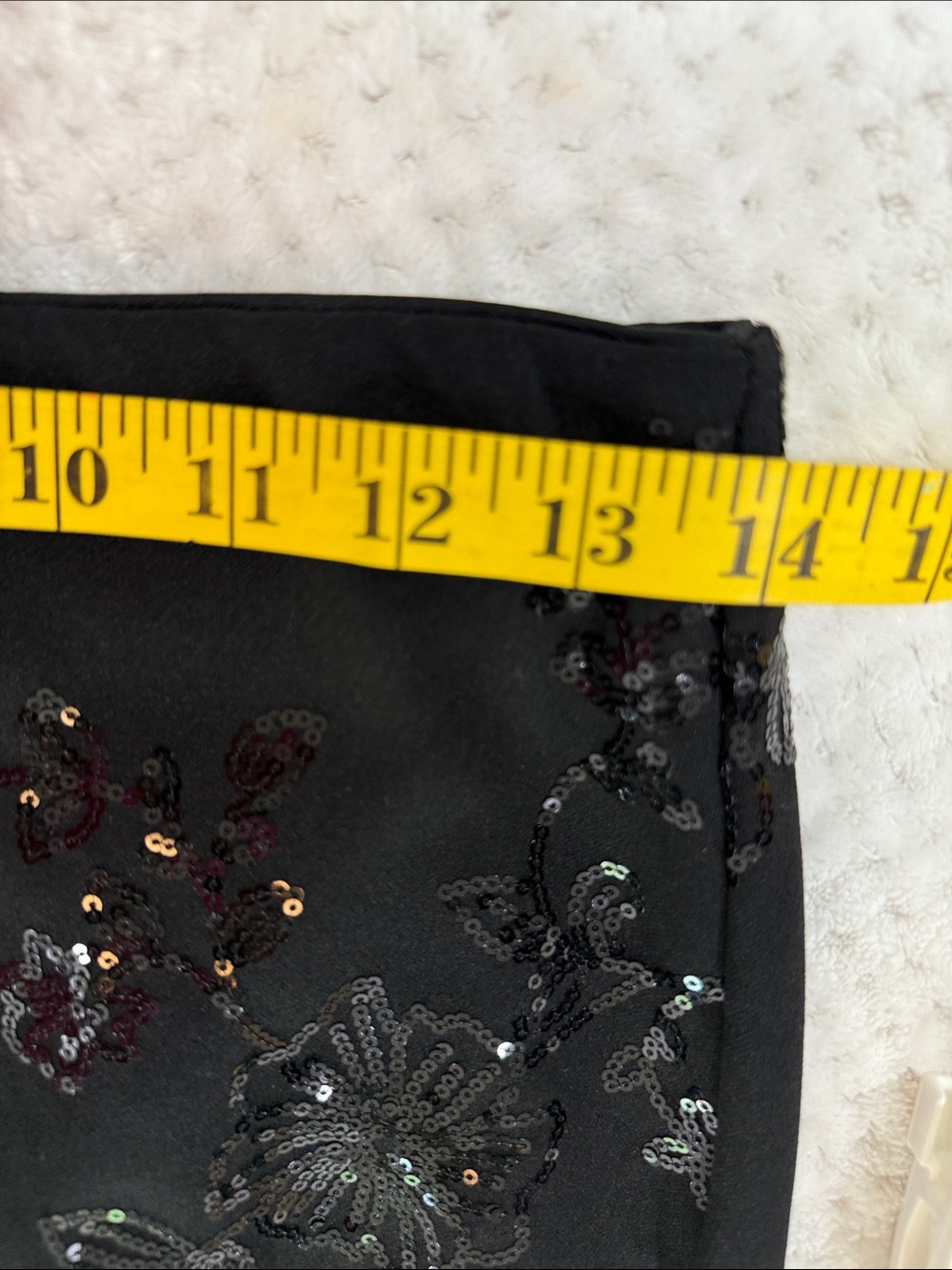 Black Sequin Floral Pencil Skirt with Side Slit - Picture 4 of 5